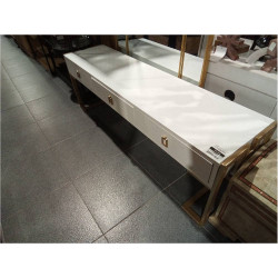 MESA CENTRO MADERA METAL 150X36X48 BLANCO