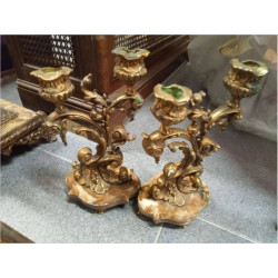 PAREJA CANDELABROS BRONCE