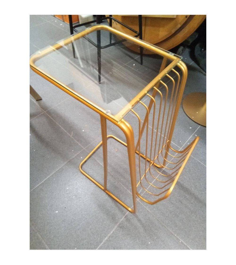 MESITA AUX METAL CRISTAL 46.5X30X61 DORADO