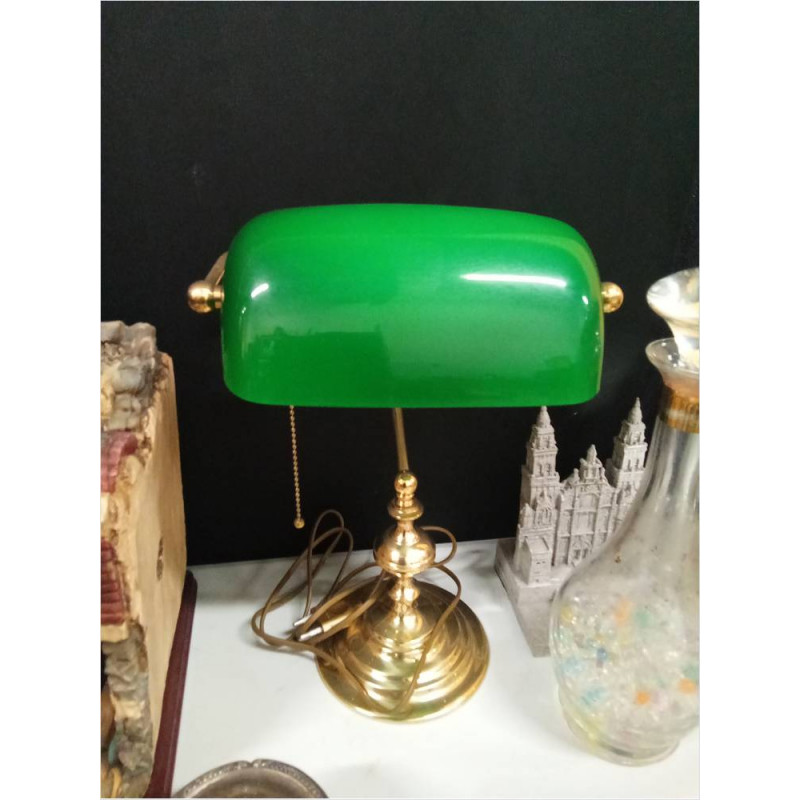 LAMPARA OPALINA VERDE METAL 