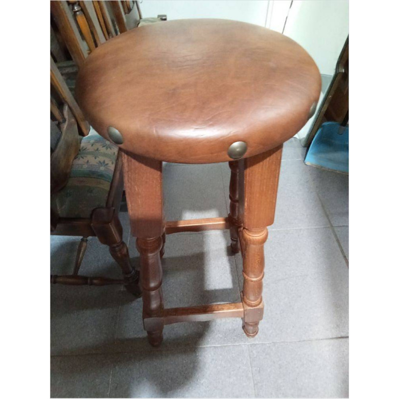 TABURETE MADERA POLIPIEL 