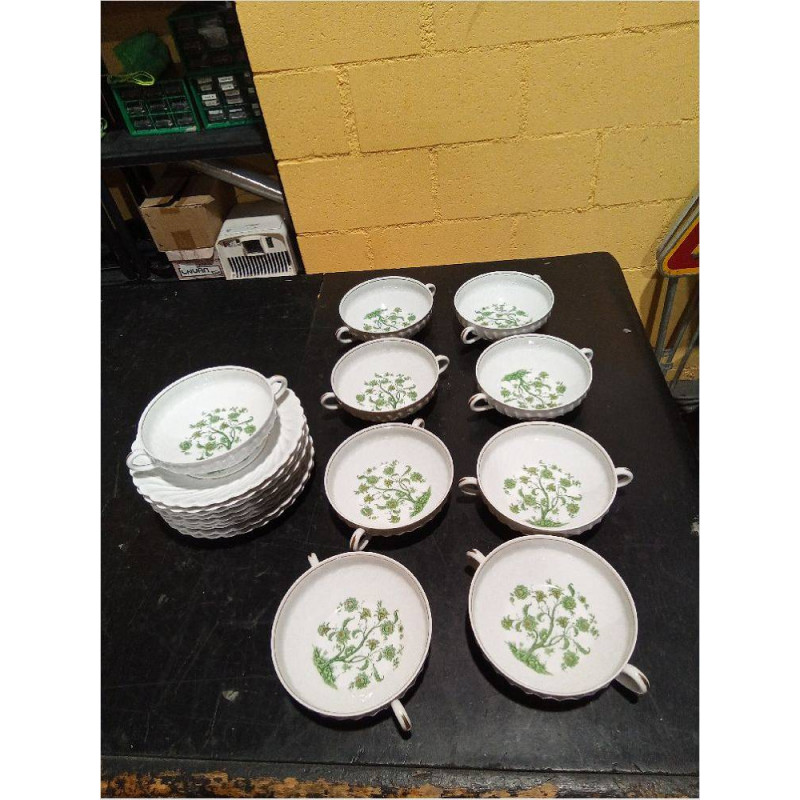JGO 9 TAZAS PLATO CONSOME LIMOGES