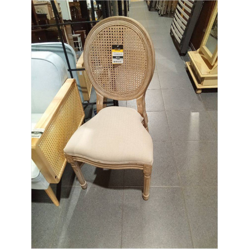 SILLA RUBBERWOOD  LINO 50X46X96 REJILLA BEIGE