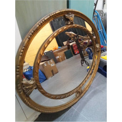 ESPEJO MADERA OVALADO DORADO 110X92