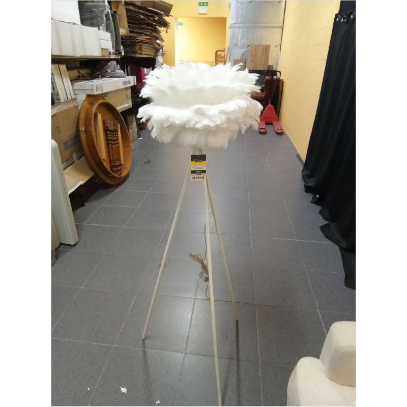 LAMPARA PIE METAL PLUMA 40X40X150 BLANCO