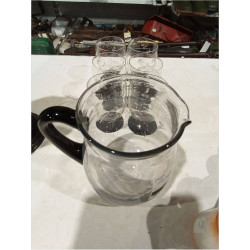 JARRA CRISTAL TALLADA+6 VASOS