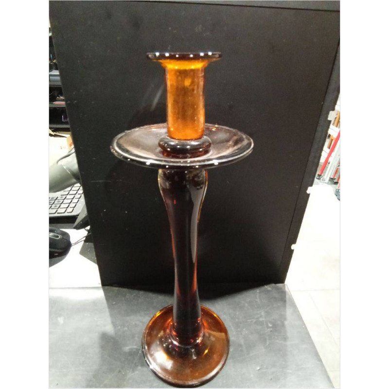 CANDELABRO CRISTAL AMBAR