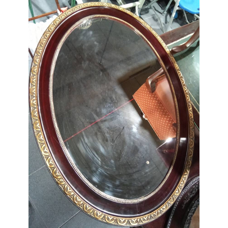 ESPEJO OVAL MADERA DORADO