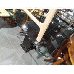 MESA CRISTAL PIES MÁRMOL NEGRO