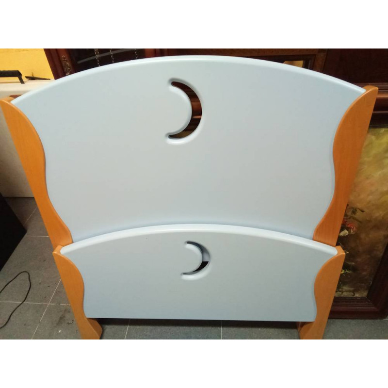 CAMA INFANTIL AZUL CELESTE 90CM+SOMIER