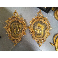 PAREJA DE CUADROS BRONCE