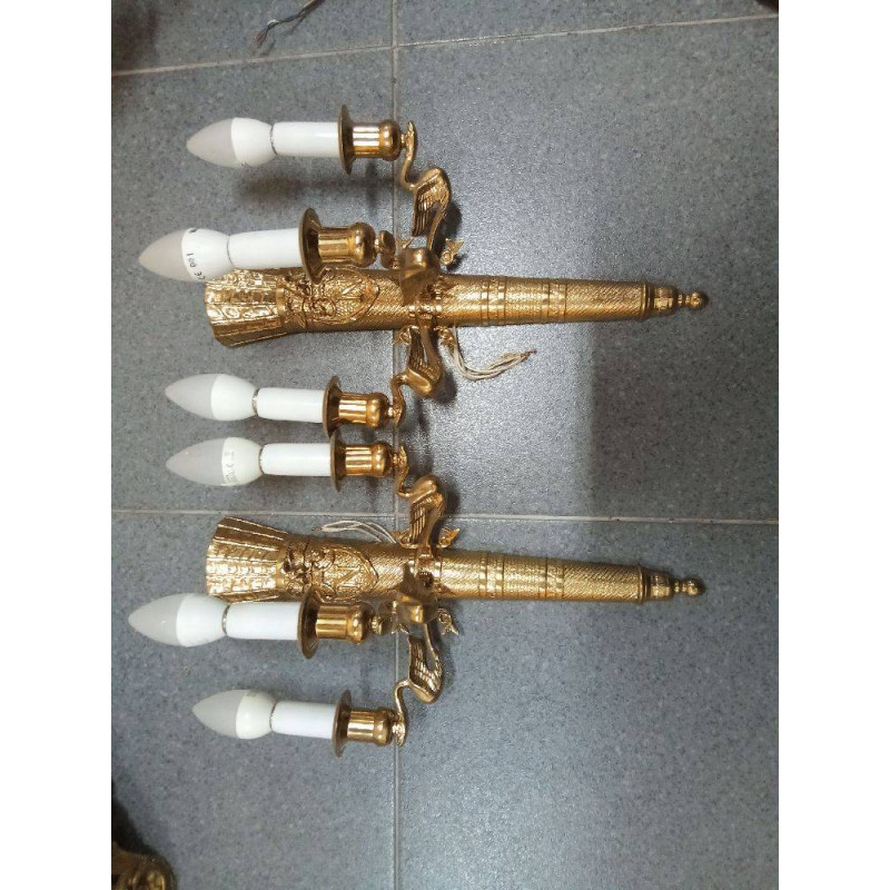 PAREJA APLIQUES BRONCE CISNES