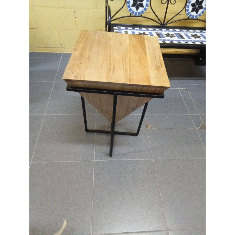 MESITA ACACIA METAL 41X41X67 MARRON