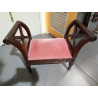PIE DE CAMA  DESCALZADOR MADERA TAPIZADO SALMON