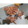 CONJUNTO RUSTICO DE RAIZ (MESA Y 4 TABURETES)