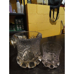 CUBITERA TALLADA  ASIDERAS EN PLATA Y VASO A JUEGO