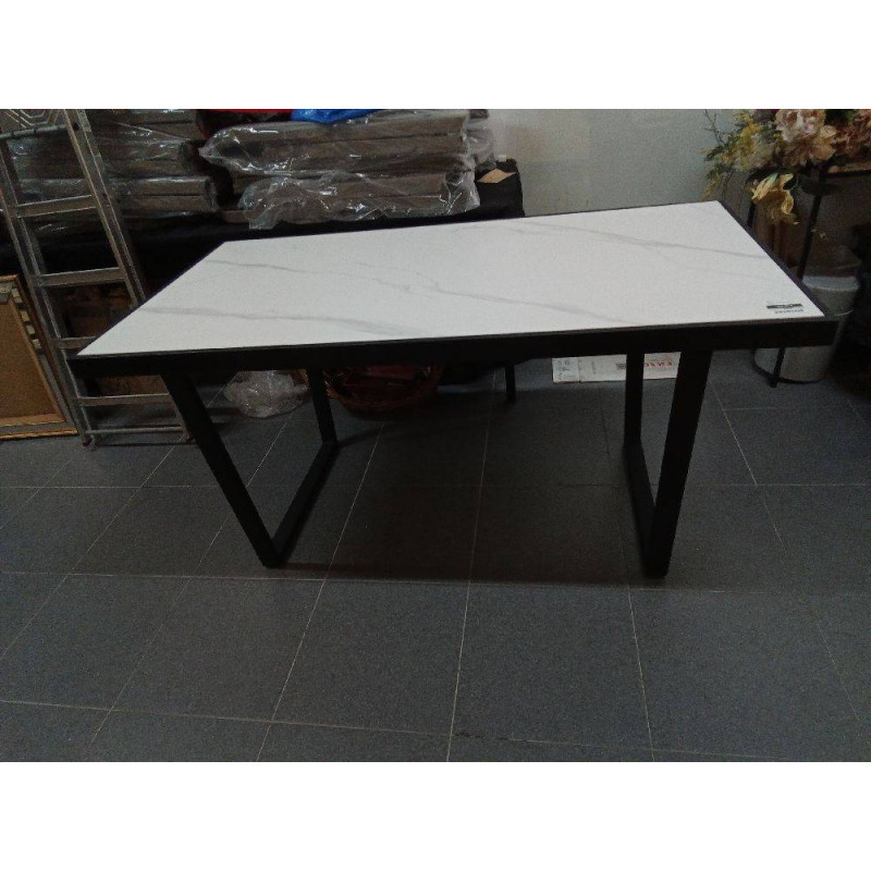 MESA COMEDOR METAL CERAMICA 150X80X75 NEGRO