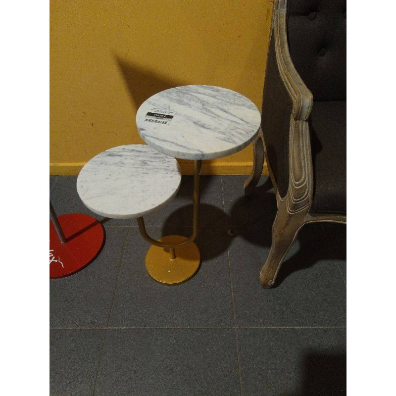 MESITA AUX METAL MARMOL 45X27X63 DORADA