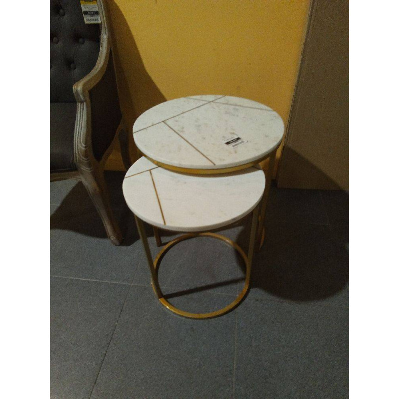 SET 2 MESAS MARMOL METAL 53X53X52