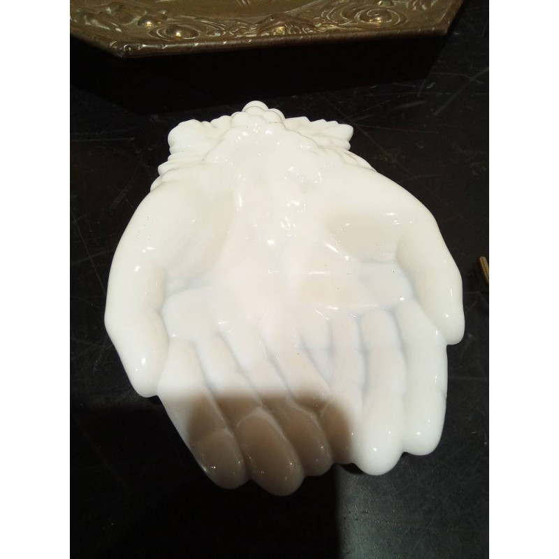 JABONERA MANOS SIMIL OPALINA BLANCA