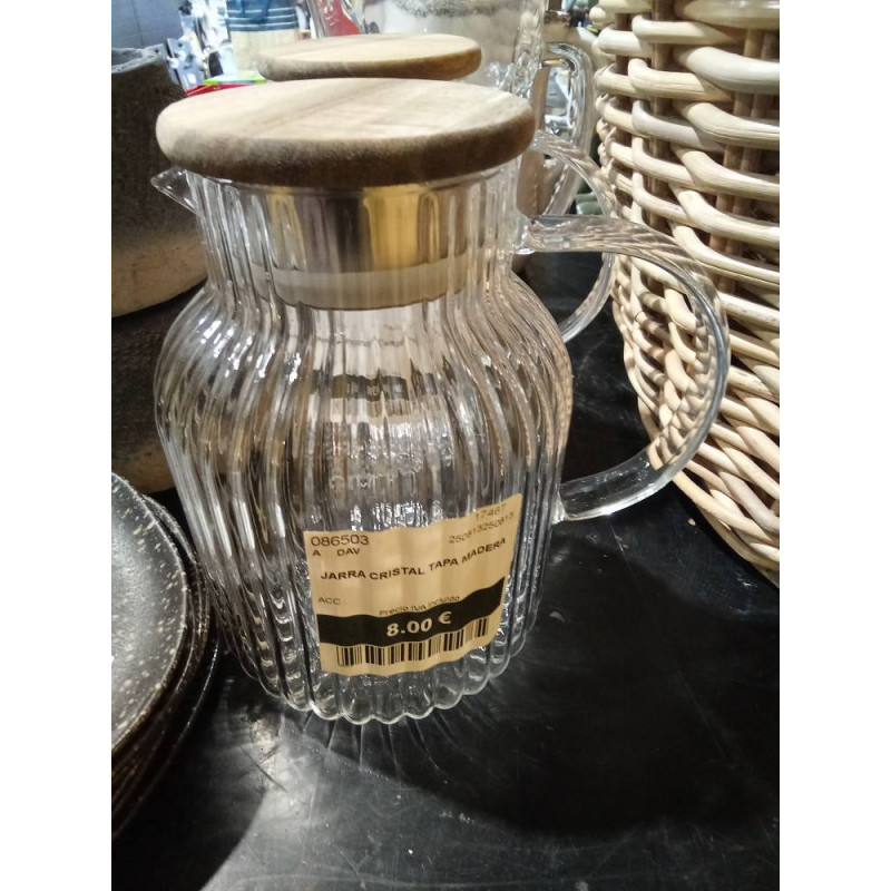 JARRA CRISTAL TAPA MADERA