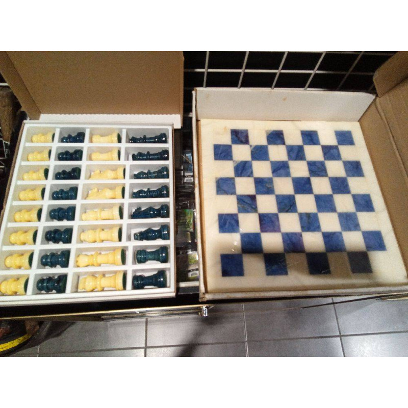 AJEDREZ MARMOL AZUL BLANCO