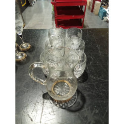 JARRA CRISTAL PLATA+6 VASOS