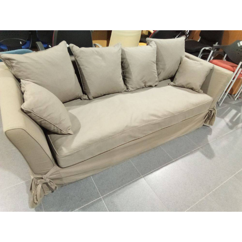 SOFÁ 3 PLAZAS COJINES BEIGE