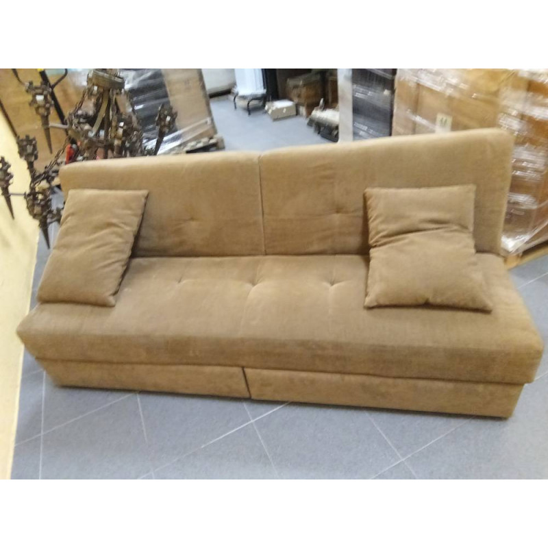 SOFA CLIC MARRON 3 PLAZAS CON 2 CAJONES