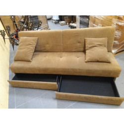 SOFA CLIC MARRON 3 PLAZAS CON 2 CAJONES