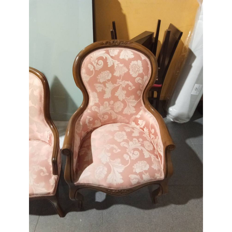 BUTACA MADERA SALMON TAPIZADA