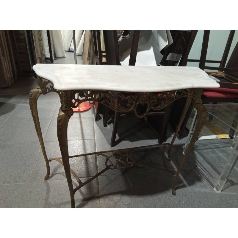 CONSOLA BRONCE MARMOL ESPEJO