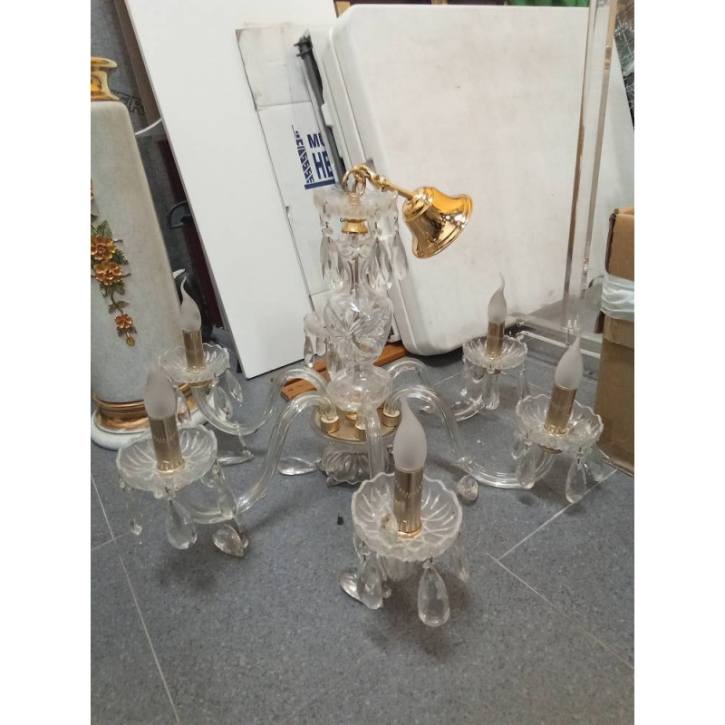 LAMPARA DORADA CRISTAL 