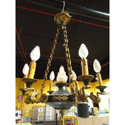 LÁMPARA TECHO ANTIGUA SEIS BRAZOS TULIPA CENTRAL