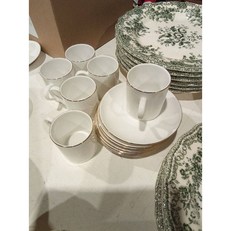 CONJUNTO 6 TAZAS Y 6 PLATOS FILO DORADO ZARA HOME