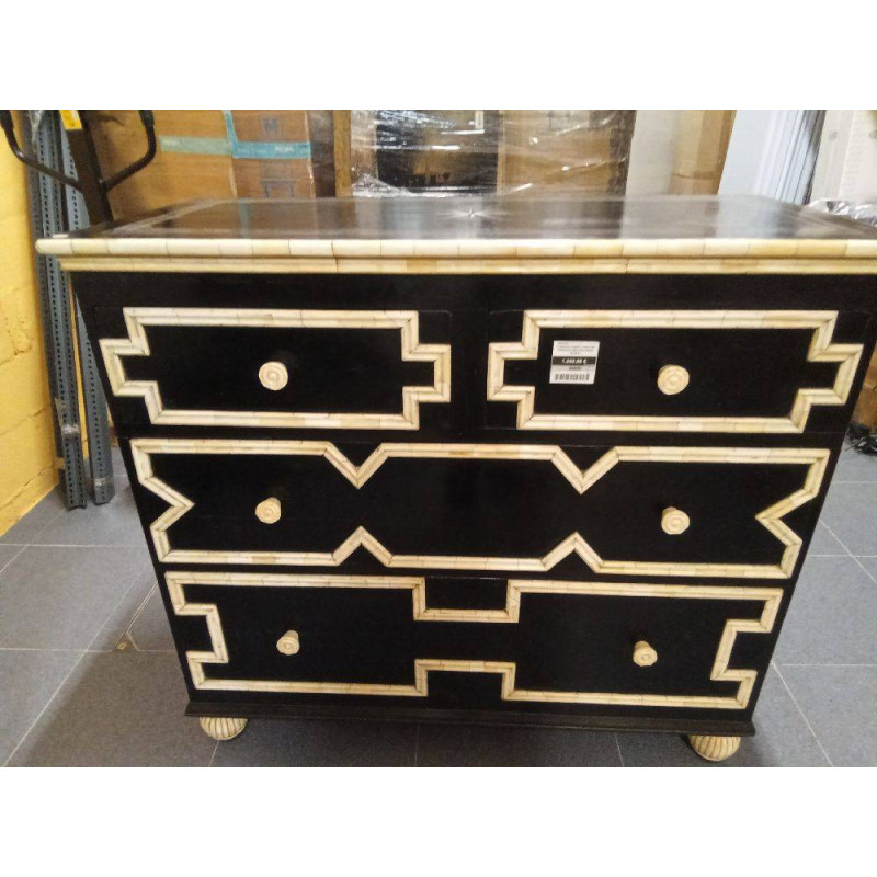 COMODA HUESO 11X51X99 TARACEA HECHOA MANO NEGRO