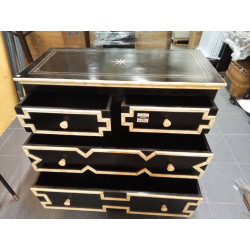 COMODA HUESO 11X51X99 TARACEA HECHOA MANO NEGRO