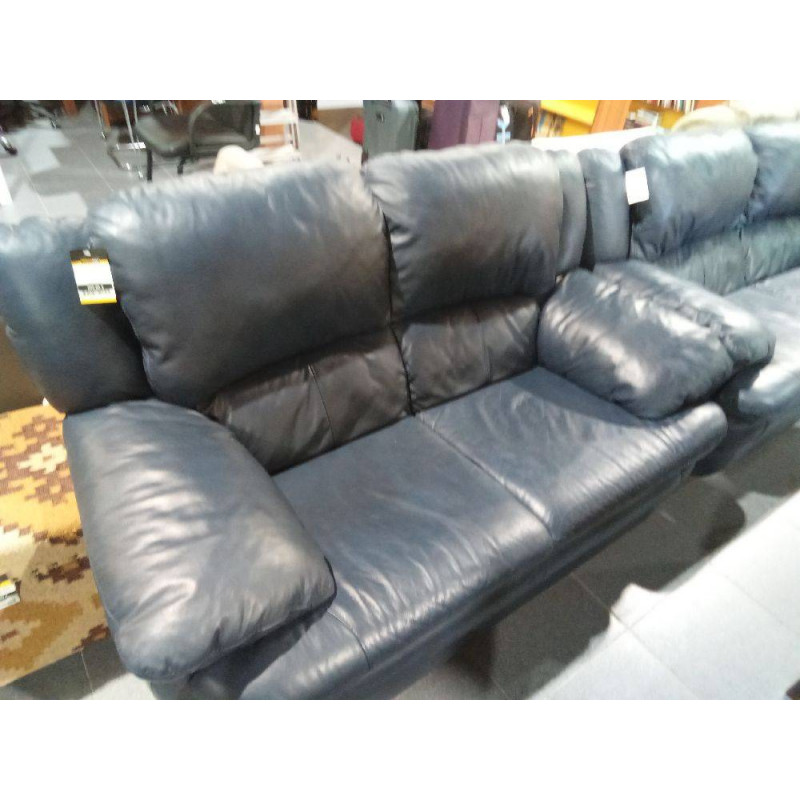 SOFA PIEL GRANFORT 2 PLAZS AZUL