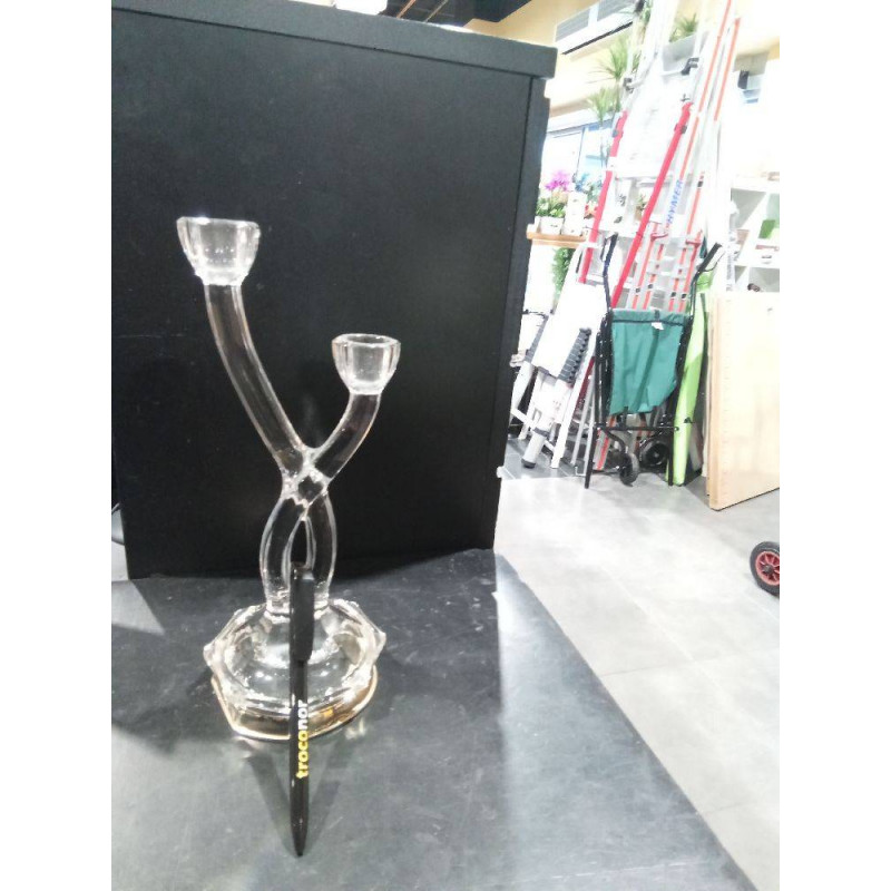 CANDELABRO DOBLE CRISTAL Y ALPACA