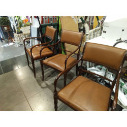 SILLA MADERA BRAZOS PIEL