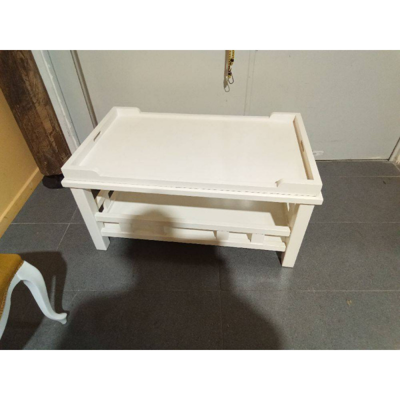 MESA CENTRO CON BANDEJA LACADA BLANCO