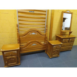 DORMITORIO MADERA FLORES 105CM