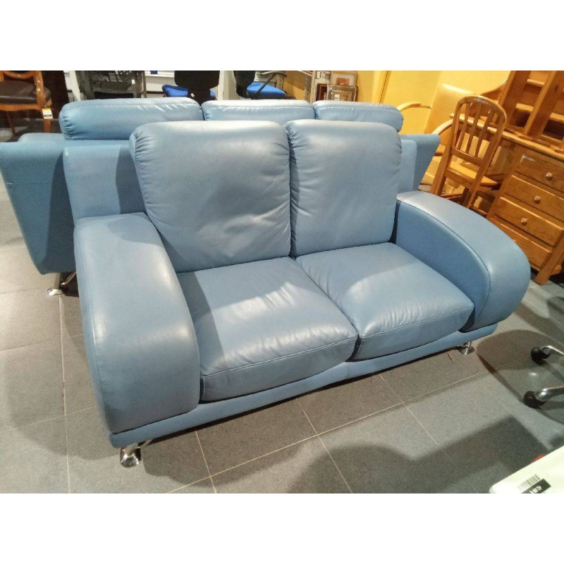 SOFÁ PIEL 2PLZS AZUL