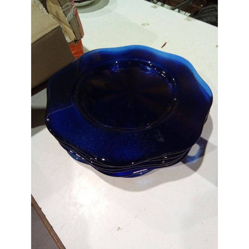 JUEGO 6 BAJO PLATO CRISTAL AZUL