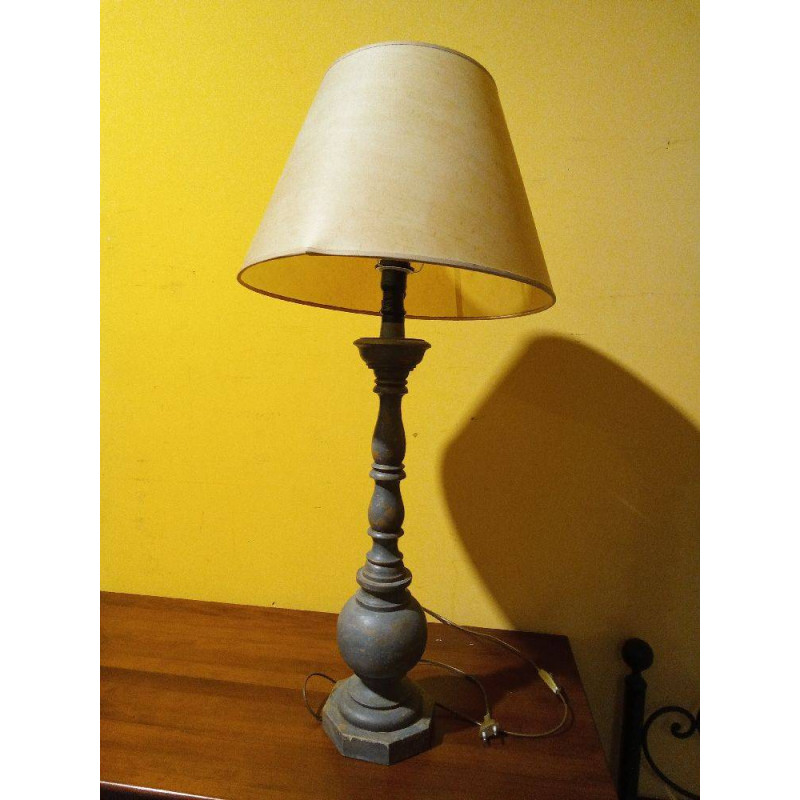 LAMPARA SOBREMESA PIE MADERA