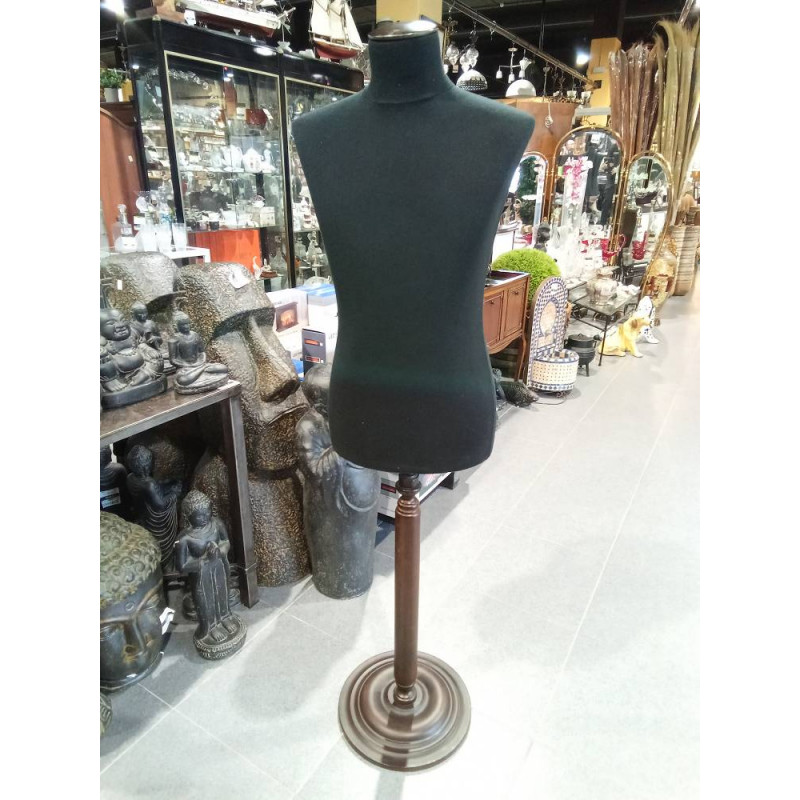 MANIQUI NEGRO CON PIE DE MADERA COLOR NOGAL