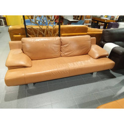 SOFA PIEL 3 PLAZAS SALMON