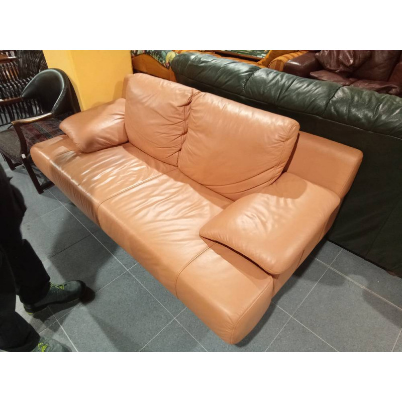 SOFA PIEL 2 PLAZAS SALMON