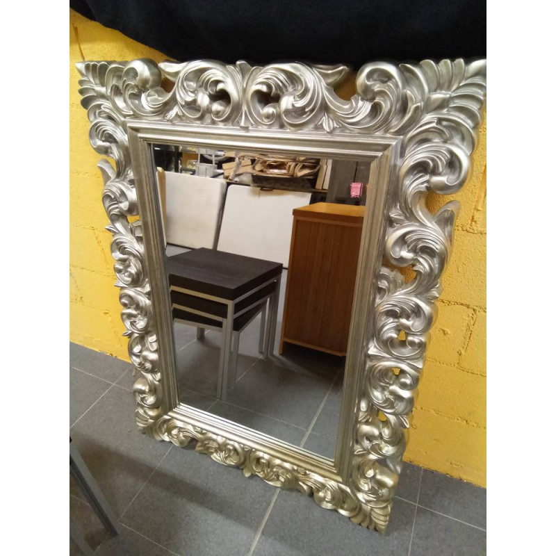 ESPEJO PLATEADO HOJAS 90X120CM