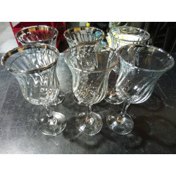 6 COPAS CRISTAL FILO PLATA
